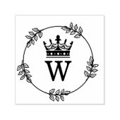 Bladkrans met kruin en enkel Initiaal monogram Zelfinktende Stempel (Design)