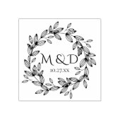 Bladkrans Monogram Bruiloft Rubberstempel (Afrduk)