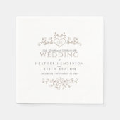 Bladlijn kunst hart monogram tan bruiloft servette servet (Voorkant)