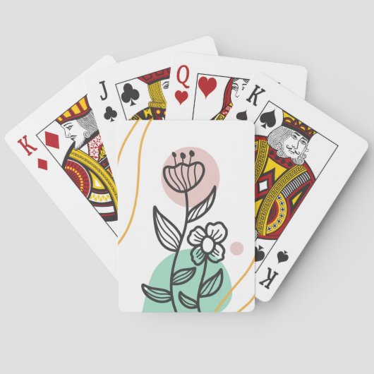 Bladlijn met abstracte vorm pokerkaarten (Achterkant)