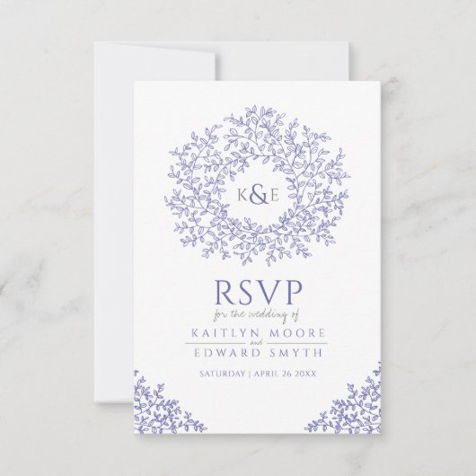 bladmonogram cirkel RSVP bruiloft (Voorkant)