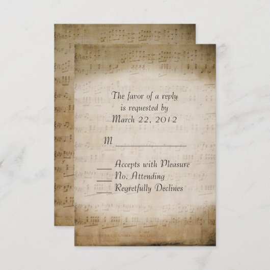  bladmuziek aangepaste RSVP (Voorkant / Achterkant)