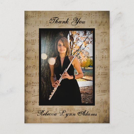 Bladmuziek Afstuderen Bedankt- Post Kaart (Voorkant)