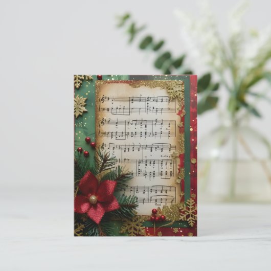 Bladmuziek Kerst Schrapen Boek Papier Briefkaart (Staand voorkant)