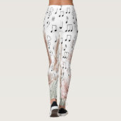 bladmuziek met roze pioenroos wilde bloemen leggings (Achterkant)