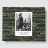 Bladmuziek Script Green Afstuderen Guest Book Gastenboek (Voorkant)
