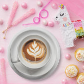 Bladontwerp Cappuccino in witte beker Papieren Bordje (Feest)