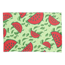 Bladpatroon en watermeloenen kussensloop