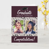 Bladpatroon Gefeliciteerd Afstuderen 2 Foto Kaart (Gele Bloem)