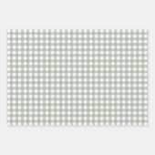 Bladpatroon Gingham en Stripes Dusky Green | Inpakpapier Vel (Voorkant 2)