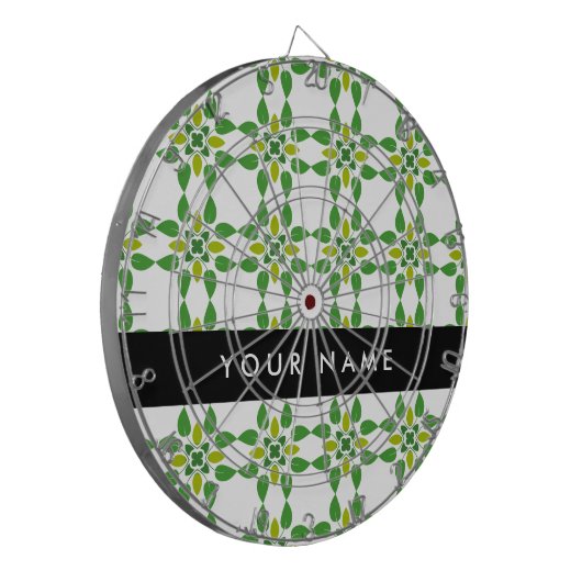 Bladpatroon, Groene bladeren, Jouw naam Dartbord (Voorkant Links)