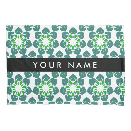 Bladpatroon, Groene bladeren, Jouw naam Kussensloop (Voorkant)