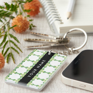 Bladpatroon, Groene bladeren, Jouw naam Sleutelhanger