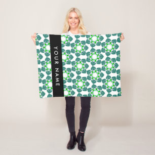 Bladpatroon, Groene Bladeren, Uw Naam Fleece Deken