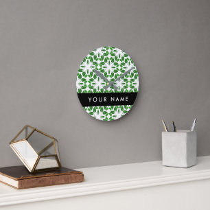 Bladpatroon, Groene Bladeren, Uw Naam Ronde Klok