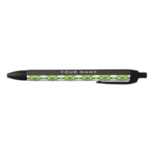 Bladpatroon, Groene Bladeren, Uw Naam Zwarte Inkt Pen