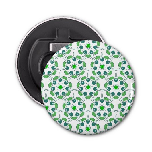Bladpatroon, patroon van bladeren, groene bladeren button flesopener (Voorkant)