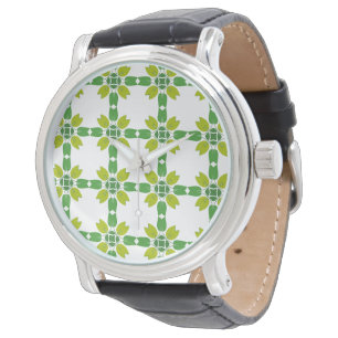 Bladpatroon, Patroon Van Bladeren, Groene Bladeren Horloge