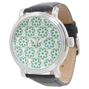 Bladpatroon, patroon van bladeren, groene bladeren horloge