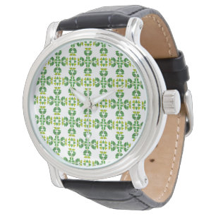 Bladpatroon, patroon van bladeren, groene bladeren horloge