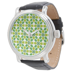 Bladpatroon, Patroon Van Bladeren, Groene Bladeren Horloge