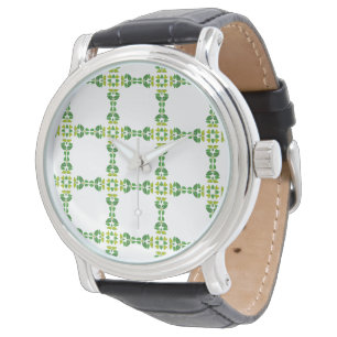 Bladpatroon, patroon van bladeren, groene bladeren horloge