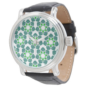 Bladpatroon, patroon van bladeren, groene bladeren horloge