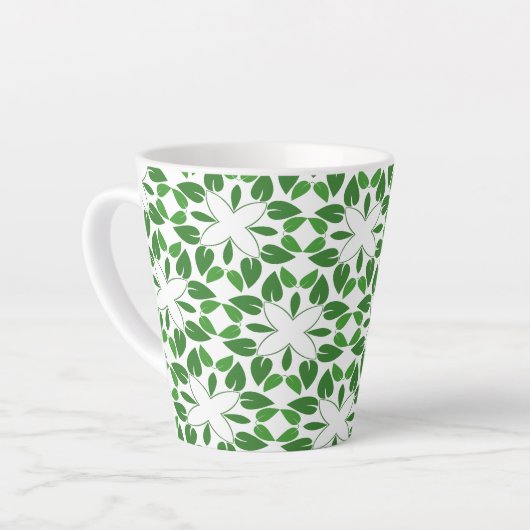Bladpatroon, patroon van bladeren, groene bladeren latte mok (Linkerhoek)