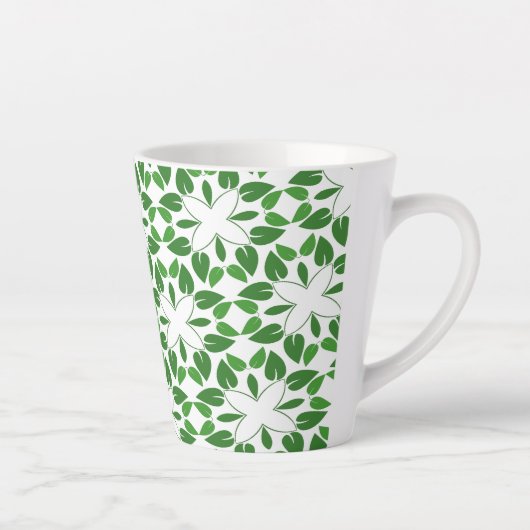 Bladpatroon, patroon van bladeren, groene bladeren latte mok (Rechts)