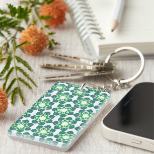 Bladpatroon, patroon van bladeren, groene bladeren sleutelhanger