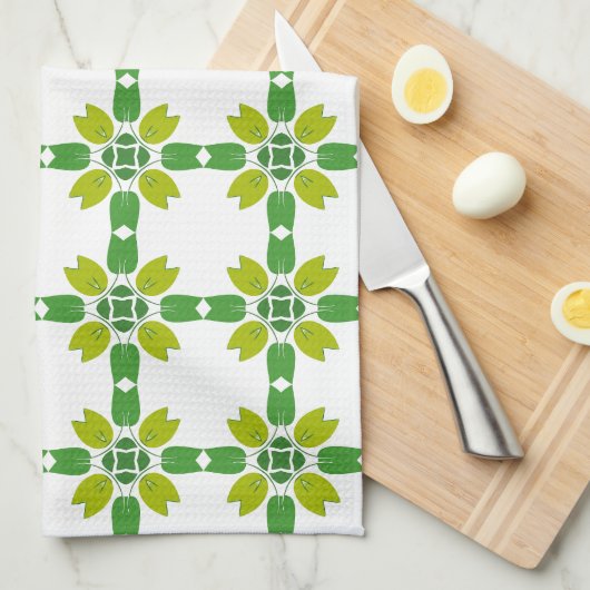 Bladpatroon, patroon van bladeren, groene bladeren theedoek (Quarter Fold)