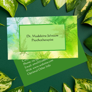 Bladrijke Psychotherapeut Counselor Groen Blauw Na Visitekaartje