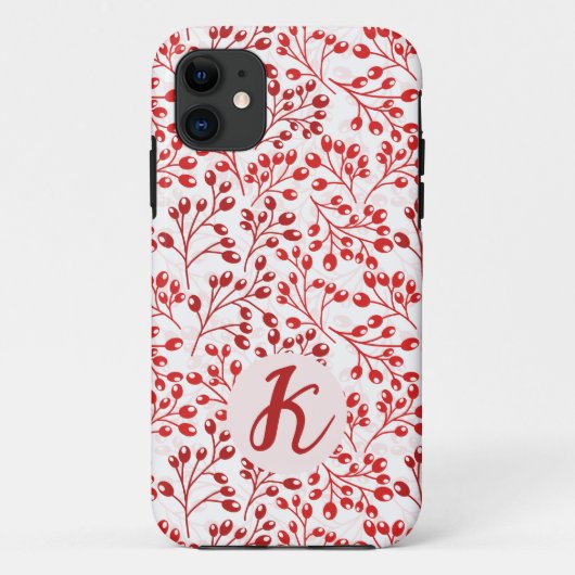 Bladrood patroon Moderne elegante monogram Case-Mate iPhone Case (Achterkant)
