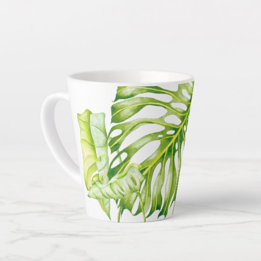 Bladsculpturen op een kleine latte Mok (Linkerhoek)