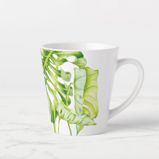 Bladsculpturen op een kleine latte Mok (Rechts)