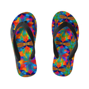 BLADVORMIG KOSMISCH GLAS IN LOOD KINDER TEENSLIPPERS