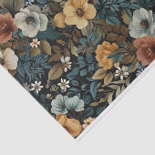 Bladvormige Bloemen Illustraties op Donkere Achter Tissuepapier (Detail)