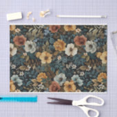 Bladvormige Bloemen Illustraties op Donkere Achter Tissuepapier (Craft)