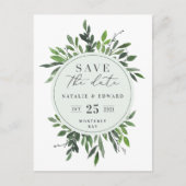 Bladvormige waterverf bloemenbewaar de datum brief aankondigingskaart (Voorkant)