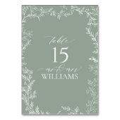 Bladwijze Groene Elegante Monogram Tafel Kaart (Achterkant)