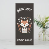 Bladwijzer Fox met Journal - "Opgroeien? Word wild Menu (Staand voorkant)