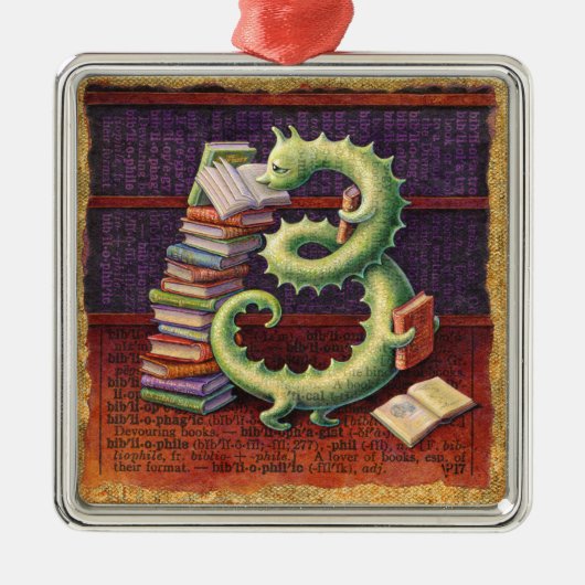 Bladworm: Bibliopfiel Metalen Ornament (Voorkant)