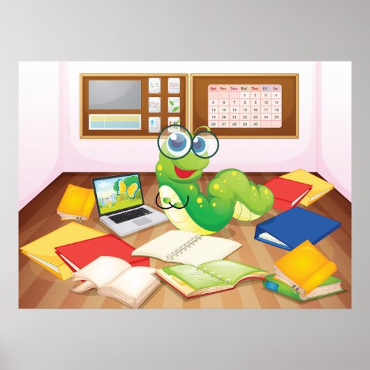 Bladworm in klasse poster (Voorkant)