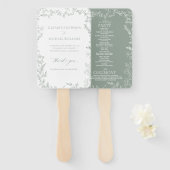 Bladzijde Sage Groen Elegant Monogram Bruiloft Pro Handwaaier (Voorkant en achterkant)