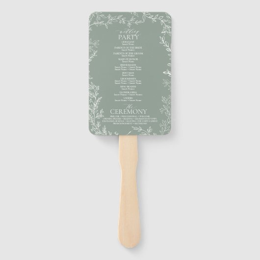 Bladzijde Sage Groen Elegant Monogram Bruiloft Pro Handwaaier (Achterkant)