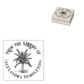 Bladzijde Sago Palm Tree Bibliotheek Boeknaam Rubberstempel (Gestempeld)
