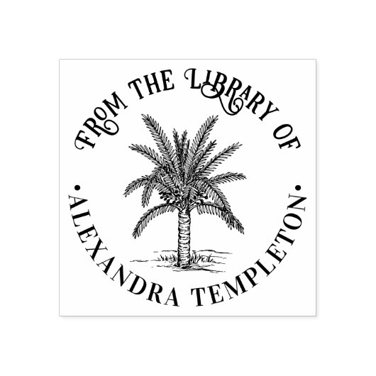 Bladzijde Sago Palm Tree Bibliotheek Boeknaam Rubberstempel (Afrduk)