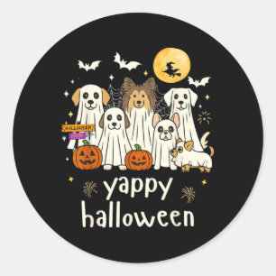 BlAffende Halloween Grappige Hond Geesten Hallowee Ronde Sticker