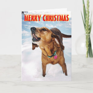 Blaffende hond in de sneeuw Kerst Kaart