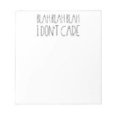 Blah bla bla, het maakt me niet uit sarcastisch notitieblok (Voorkant)